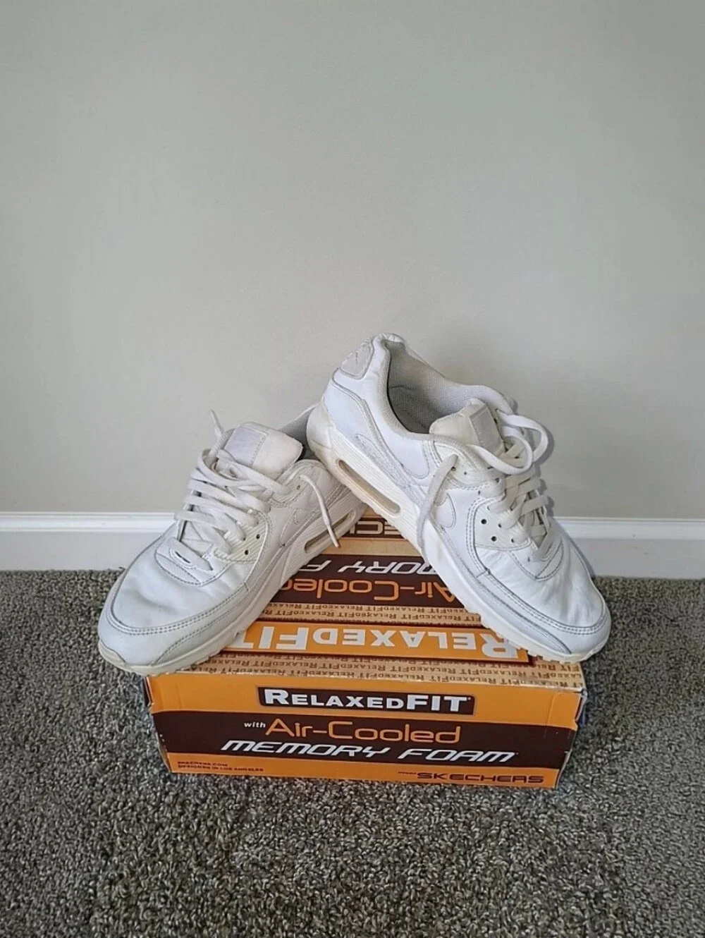 Nike Air Max 90 Low Top Lace Up Sneakers White Men's Athletic Shoe Size 10.5